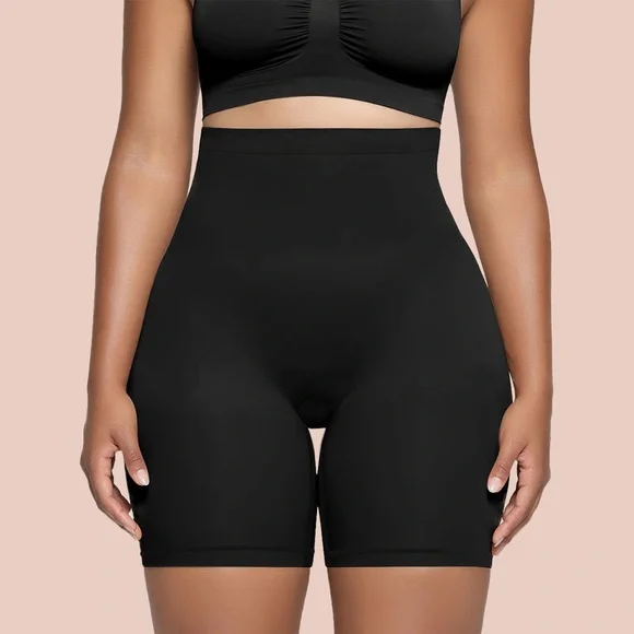 Sz 2XL Black High-Waisted Shapewear Shorts Black - Picture 2 of 12